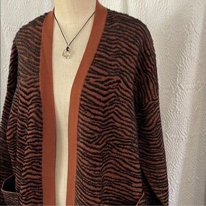 Zara Black and Brown zebra Patterned Women's Cardigan